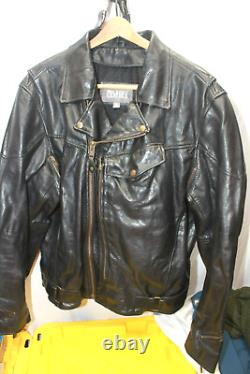 Wilsons XL Leather Heavy Weight Vented Motorcycle Black Jacket Biker Men