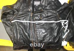 Wilsons XL Leather Heavy Weight Vented Motorcycle Black Jacket Biker Men