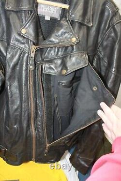 Wilsons XL Leather Heavy Weight Vented Motorcycle Black Jacket Biker Men