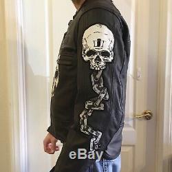 With Armor Icon Skull Motorcycle Leather Jacket (large)