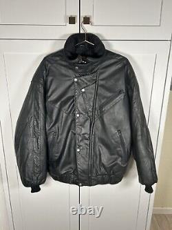 Wolff Vintage Motorcycle Bomber Leather Jacket Size 46 Made In Canada Preowned