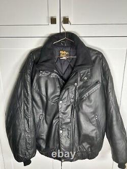 Wolff Vintage Motorcycle Bomber Leather Jacket Size 46 Made In Canada Preowned