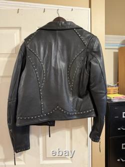 Woman's Black Leather Motorcycle Jacket / LARGE