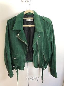 Women's Acne Studios green suede biker jacket