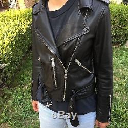 Women's AllSaints Black Leather Motorcycle Balfern Jacket, Size 6 (US)