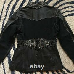 Women's Harley Davidson Combo Leather Riding Coat Jacket Medium