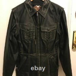 Women's Harley Davidson Combo Leather Riding Coat Jacket Medium