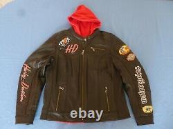 Women's Harley Davidson JOYRIDE 3-in-1 Leather Jacket + Hoodie Sz XL-97071-11VW