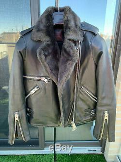 Womens Allsaints Higgen Lux Biker Shearling Motorcycle Leather Jacket 4