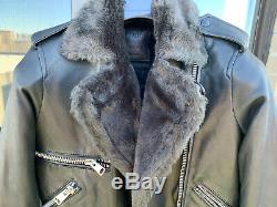 Womens Allsaints Higgen Lux Biker Shearling Motorcycle Leather Jacket 4