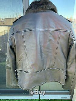 Womens Allsaints Higgen Lux Biker Shearling Motorcycle Leather Jacket 4