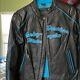 Womens Harley Davidson Black/Blue Leather Riding Jacket Medium