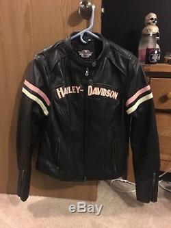 Womens Harley-Davidson Leather Riding Jacket Size Large Pink