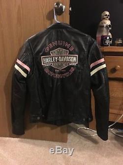 Womens Harley-Davidson Leather Riding Jacket Size Large Pink