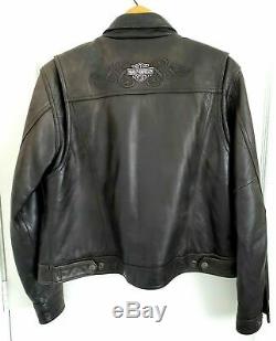 Womens Harley Davidson Motorcycle Black Leather Riding Jacket Size XL