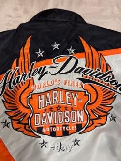 Womens Harley-Davidson Padded Riding Jacket SZ XL Orange /Black/White
