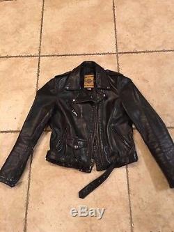 Womens SCHOTT PERFECTO Black Leather Moto Motorcycle JACKET Made for Barneys M