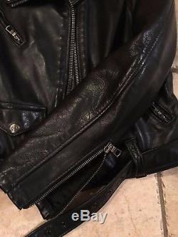 Womens SCHOTT PERFECTO Black Leather Moto Motorcycle JACKET Made for Barneys M