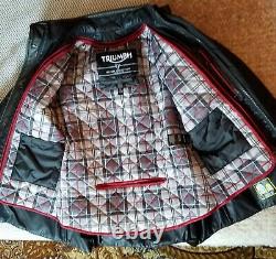 Womens Triumph Barbour Leather and Fabric Motorcycle Riding Jacket (XS/small)