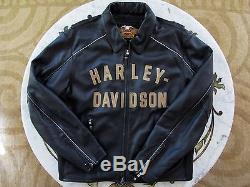 XL (50) Harley Davidson 100th Anniversary black leather coat, excellent