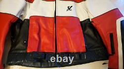 XPERT Leather Motorcycle Jacket Red /Black/White Color US MEN'S SIZE 52H EUC