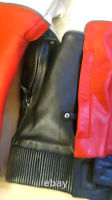 XPERT Leather Motorcycle Jacket Red /Black/White Color US MEN'S SIZE 52H EUC