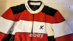 XPERT Leather Motorcycle Jacket Red /Black/White Color US MEN'S SIZE 52H EUC