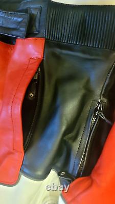 XPERT Leather Motorcycle Jacket Red /Black/White Color US MEN'S SIZE 52H EUC