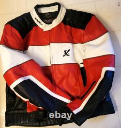 XPERT Leather Motorcycle Jacket Red /Black/White Color US MEN'S SIZE 52H EUC