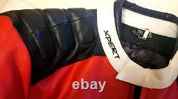 XPERT Leather Motorcycle Jacket Red /Black/White Color US MEN'S SIZE 52H EUC