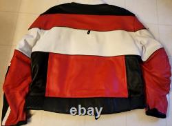 XPERT Leather Motorcycle Jacket Red /Black/White Color US MEN'S SIZE 52H EUC