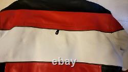 XPERT Leather Motorcycle Jacket Red /Black/White Color US MEN'S SIZE 52H EUC