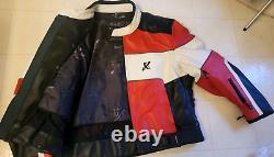 XPERT Leather Motorcycle Jacket Red /Black/White Color US MEN'S SIZE 52H EUC