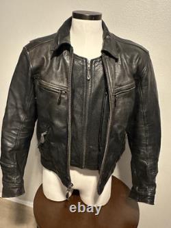 XPERT Performance Gear Black Leather Motorcycle Padded Biker Jacket Mens Sz M