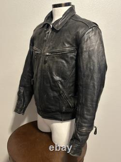 XPERT Performance Gear Black Leather Motorcycle Padded Biker Jacket Mens Sz M