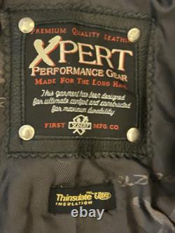 XPERT Performance Gear Black Leather Motorcycle Padded Biker Jacket Mens Sz M