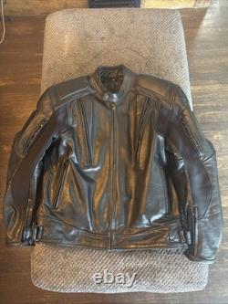 Xelement Black Leather Advanced Motorcycle Gear Padded Quilted Jacket Men's M