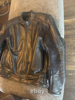 Xelement Black Leather Advanced Motorcycle Gear Padded Quilted Jacket Men's M