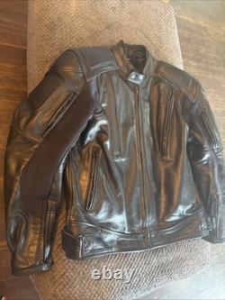 Xelement Black Leather Advanced Motorcycle Gear Padded Quilted Jacket Men's M