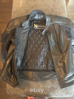 Xelement Black Leather Advanced Motorcycle Gear Padded Quilted Jacket Men's M