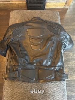 Xelement Black Leather Advanced Motorcycle Gear Padded Quilted Jacket Men's M