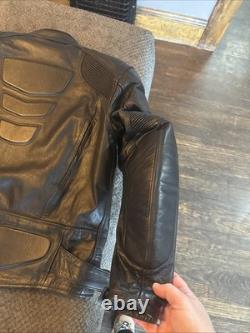 Xelement Black Leather Advanced Motorcycle Gear Padded Quilted Jacket Men's M