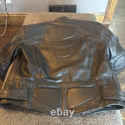 Xelement Black Leather Advanced Motorcycle Gear Padded Quilted Jacket Men's M