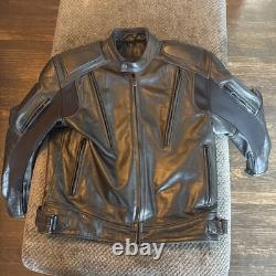Xelement Black Leather Advanced Motorcycle Gear Padded Quilted Jacket Men's M