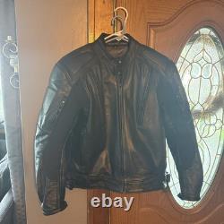 Xelement Black Leather Advanced Motorcycle Gear Padded Quilted Jacket Men's M