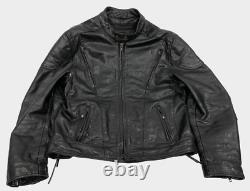 Xelement Heavy Padded Leather Black Racer Motorcycle Bomber Biker Jacket Men's L