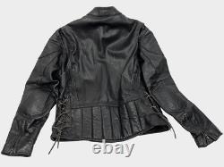 Xelement Heavy Padded Leather Black Racer Motorcycle Bomber Biker Jacket Men's L