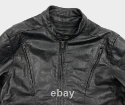 Xelement Heavy Padded Leather Black Racer Motorcycle Bomber Biker Jacket Men's L