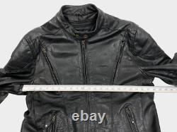 Xelement Heavy Padded Leather Black Racer Motorcycle Bomber Biker Jacket Men's L