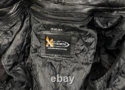 Xelement Heavy Padded Leather Black Racer Motorcycle Bomber Biker Jacket Men's L